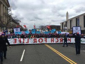 University of Mary contingent of 600 strong lead 2017 March for Life down Constitution Ave in DC